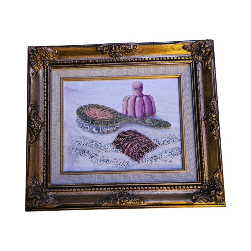 Cooper Still Oil Painting On Canvas with Antique Gold Frame